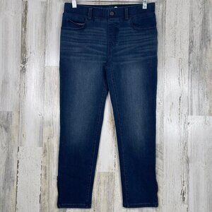 Betabrand Stretch Pull-On Slim Jeans Women's‎ S 4-6 Blue Zip Hem Comfort Pants
